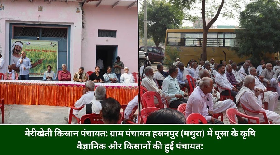 Merikheti Kisan Panchayat: Panchayat held of agricultural scientists and farmers of Pusa in Gram Panchayat Hasanpur (Mathura)