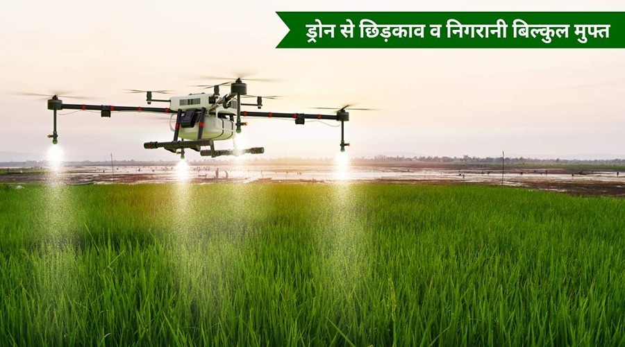 Spraying and monitoring of crops  through drones in this state will be done absolutely free of cost